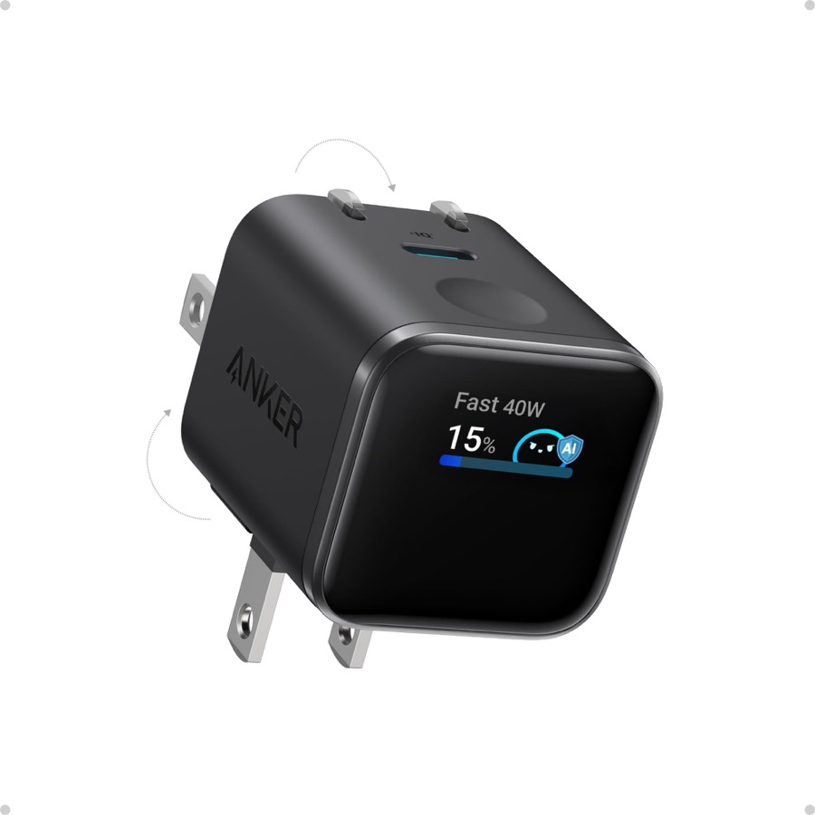 Smart Display Charger, Anker Nano USB C Charger Block, 45W Max GaN Phone Charger,180° Foldable Plug,Smart Recognition,Built-in Care Mode,for iPhone17/16/15(Non-Battery,One USB-C Port,No Cable)