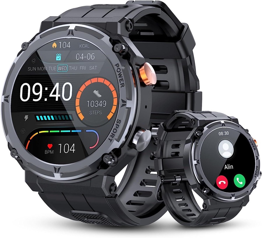 Sport Smart Watch, 5ATM Waterproof Military Smart Watches for Men with Bluetooth Call (Answer/Dial Call), 1.39'' Outdoor Tactical Fitness Tracker Smartwatch with 111 Sports Moeds for Android iOS Phone