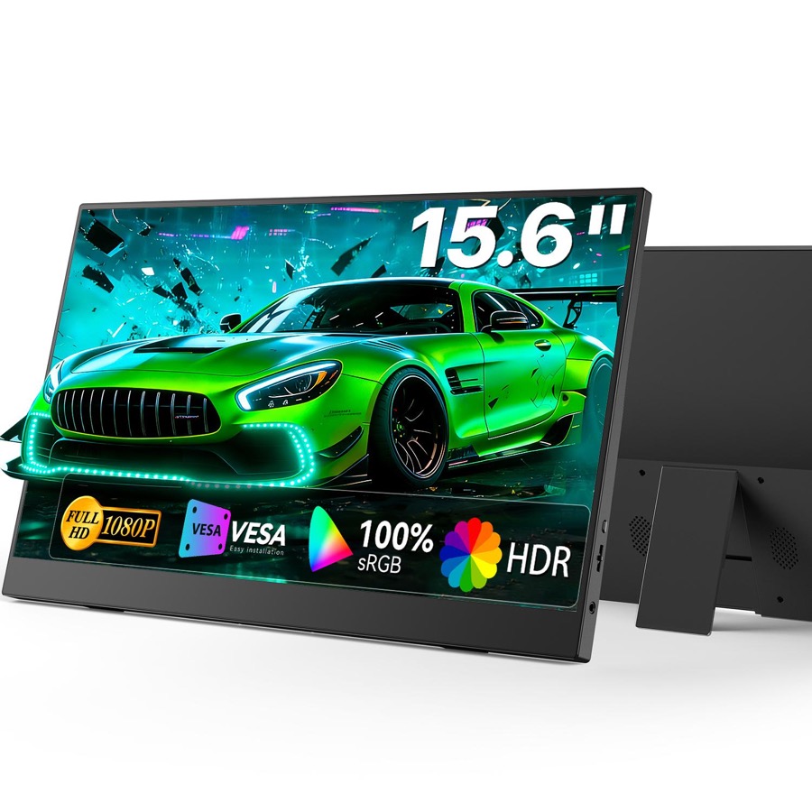 Uperfect 15.6" FHD 1080P Portable Monitor with Stand, IPS Screen, USB-C & Mini HDMI, VESA Mountable, for Laptop/Phone/Gaming/Switch